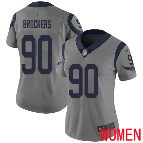 Los Angeles Rams Limited Gray Women Michael Brockers Jersey NFL Football #90 Inverted Legend->women nfl jersey->Women Jersey